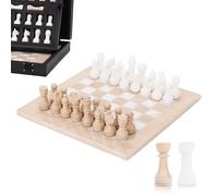 Marble Chess Set for Adults 10 Inch Handmade Verona & White Board Game with 32 Chess Pieces, 2 Extra Queens & Storage Box, Luxury Travel Game, Elegant Gift for Adults