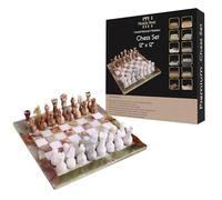 Marble Chess Set for Adults 12" Handmade Board Game with 32 Chess Pieces Luxury Travel Game, Elegant Gift for Home Decor