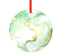 Marble Christmas Ornaments Round Glass Decorations Turquoise Geometric Tree Decorative Hanging Pendant for Xmas Home Office Party Holiday