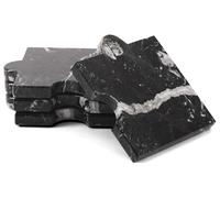 Marble Coasters Set of 4 Black Zebra Coasters for Drinks, Coffee Bar Dining Table Accessories, Living Room Decor, Perfect Stone Coaster 4 inch House Warming Gifts
