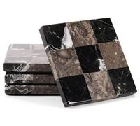 Marble Coasters Set of 4, Coral & Red Square, 4 Inch