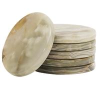 Marble Coasters Set of 6 Green 3.5 Inch Round Coaster for Drinks with Holder, Drink Coaster for Tabletop & Coffee Table Decor, Ideal Home Decor House Warming Gifts