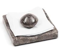 Marble Cocktail Napkin Holder with Weight, Modern Square Napkin Holder for Table, Decorative Heavy Napkin Holder for Indoor & Outdoor Dining, Kitchen & Coffee Table Decor - Oceanic Grey