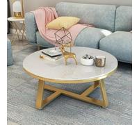 Marble Coffee Table Round, Modern Living Room Sofa Table Marble Texture Tabletop Round Center Table With Metal Base Frame And Adjustable Foot Pads End Ta(Size:60cm(24inch),Color:Gold Frame + White 1)