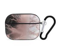 Marble Color Rose Gold Airpod Pro Case AirPods 2 Case for Women Hard Shell Protective Cover with Carabiner Keychain Compatible with AirPods Case 2nd 1st Generation, Front LED Visible Black