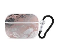 Marble Color Rose Gold AirPods Pro Case Cover with Keychain Ring PC Hard Shell Protective Case for AirPods Pro 2nd for Women Men Generation Easy Open Full Drop Protection Cover White-Style