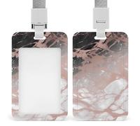 Marble Color Rose Gold Badge Holder Hard Plastic Card Case Protector Pouch Name Key Card Holder Case for Office ID Credit Cards and Proximity Key Cards