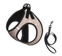 Marble Color Rose Gold print Dog Harness and Leash Set, Reflective Adjustable Puppy Vest for Small Medium Large Dogs, Cats