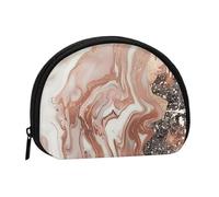 Marble Color Rose Gold Printed Coin Purse Wallet, Shell Shape Mini Change Pouch Holder for Men Women