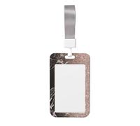 Marble Color Rose Gold Printed Id Badge Holder with Neck Strap Vertical Waterproof Name Card Holder for Office School