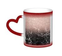 Marble Color Rose Gold Unique Color Changing Mug in the Sky - Magic Ceramic Coffee Tea Mug with Peach Heart Handle, Ideal for Travel