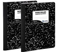 Marble Composition Notebook Wide Ruled Paper, 2 Pack, 9-3/4" x 7-1/2", 100 Sheets per Notebook Durable Cover Writing Book for school and journaling - by Enday
