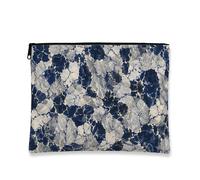 Marble Cosmetic Bag, Abstract Navy and Grey Makeup Pouch for Women, Portable Canvas Zipper Organizer, Travel Toiletry Bag, Navy, 7x9 Inch, Pouch