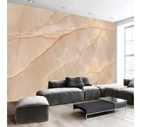 Marble Cracks Wallpaper for Living Room, Non-Woven Modern Nature Murals Wall Papers, Beige Panoramic Photo Wallpaper, for Kitchen Bedroom TV Backdrop Office Kids Room 400 x 280 cm