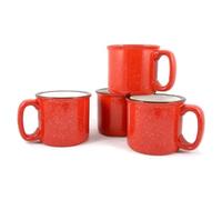 Marble Creek Ceramic Campfire Mug, 15oz - Set of 4 (Red)