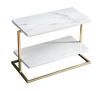 Marble Cupcake Stand, 2-Tier Rectangular Dessert Tray with Metal Frame, Home Organizer Display Stand for Cosmetic Decorations Pastry, Reusable(Size:39*26cm)
