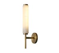 Marble Cylinder Wall Lamp with Alabaster Shade, Featuring an E14 Base and Warm 3000K Lighting, Elegant Indoor Wall Decor, All-Copper Body, H65 Size, Perfect for Kitchen, Bedroom, Living Room, and Vani
