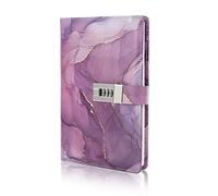 Marble Diary with Lock for Girls and Women, A5 Leather Locked Journal for Teen Girls, Secret Cute Password Lock Notebooks with Pen Holder for Travel Diary Office Notepad