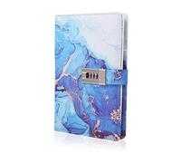 Marble Diary with Lock for Girls and Women, A5 Leather Locked Journal for Teen Girls, Secret Cute Password Lock Notebooks with Pen Holder for Travel Diary Office Notepad