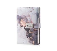 Marble Diary with Lock for Girls and Women, A5 Leather Locked Journal for Teen Girls, Secret Cute Password Lock Notebooks with Pen Holder for Travel Diary Office Notepad