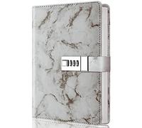 Marble Diary with Lock, Refillable A5 Daily Journal for Girls and Women, 192 Pages Cute Notebook with Combination Lock for Teen Girls and Boys - Gray