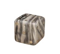 Marble Dice Ornament 7x7cm Cube Square Stone Heavy Indoor Decorative Sculpture (Grey & Silver)