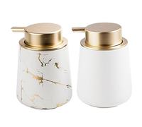 Marble Dish Soap Dispenser Hand Soap Dispenser 400ml Large Capacity Refillable Matte Press Type Marble Dish Soap Dispenser Ceramic Lotion Container for Bathroom Countertop, Kitchen Marbled White