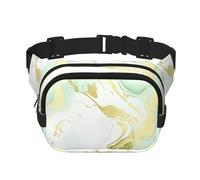 Marble Double Layer Waist Bag Pack Turquoise Geometric Bum Bag Fanny Pack for Men Women, Adjustable Belt Bag for Travel Hiking Running Cycling Festival