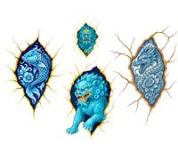 Marble Dragon, Koi & Lion Temporary Tattoos - 2 A5 Sheets - Escaping Skin Optical Illusion - Asian Myth-Inspired Body Art by Inkwear