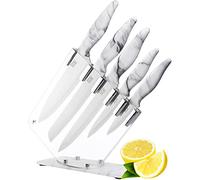 Marble-Effect 5pc Kitchen Knife Set - Taylor's Eye Witness Stainless Steel Knives & Block, 9cm/3.5" Paring, 13cm/5" All Purpose, 20cm/8" Carving, 20cm/8" Bread & 20cm/8" Chef's Knife