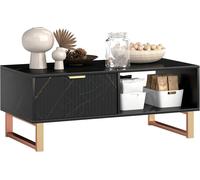Homcom Coffee Table, Living Room Table With Drawer And Open Shelves, Black