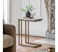 Marble Effect Green Side Table with Brass Legs - Lusso - Caspian House
