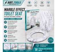 MARBLE EFFECT MDF TOILET SEAT WITH ANTI BACTERIAL COATING CHROME PLATED HINGES