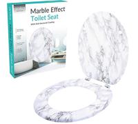MARBLE EFFECT MDF TOILET SEAT WITH ANTI BACTERIAL COATING CHROME PLATED HINGES