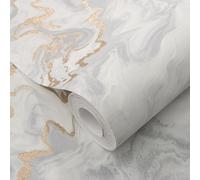 Erismann non-woven wallpaper Elle Marmor Optik Structure Grey Gold Metallic 10447-31