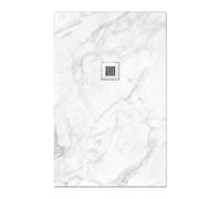 Marble Effect Shower Tray Anti Slip, Anti-Bacterial Luxury Bathroom Stone Resin Design, 1400mm x 800mm - White