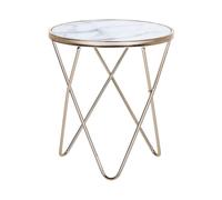 Marble Effect Side Table White with Gold MERIDIAN II