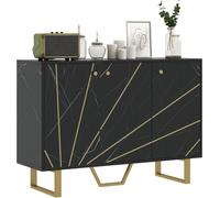 HOMCOM Sideboard Storage Cupboard with Metal Legs for Living Room - Black | TJ Hughes