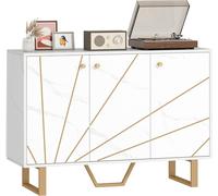 HOMCOM Sideboard Storage Cupboard with Metal Legs for Living Room - White | TJ Hughes