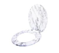 Marble Effect Toilet Seat Chrome Hinges Heavy Duty Standard Fit With Screws