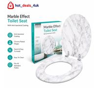 Marble Effect Toilet seat MDF Anti-Bacterial WC Toilet Seat Chrome Plated Hinges