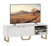 Marble Effect TV Stand for Up to 70 Inch Entertainment Unit Storage Cabinet