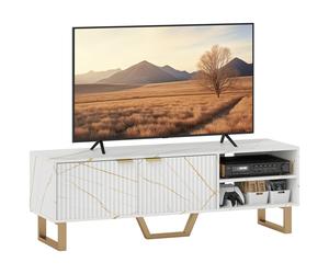 Marble Effect TV Stand for Up to 70 Inch Entertainment Unit Storage Cabinet
