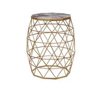 Marble Effect Wire Frame Side Table with Gold HALSEY