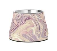 Marble Effect with Color Swirl Pattern Pets Food Bowls Elevated Stainless Steel Pets Basic Bowls for Slow Feed Cats Whisker Relief