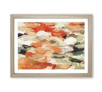 Marble Emotion Orange Modern Art Framed Print | A3 Oak Framed Wall Art | Ready to Hang | Modern Nature Picture | Living Room Bedroom Lounge Office