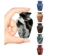 Marble Finish Metal Keepsake Mini Cremation Urn for Human or Pet Ashes - Token Sharing Memorial Urn with Velvet Bag (Monte Carlo)