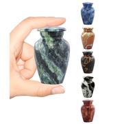 Marble Finish Metal Keepsake Mini Cremation Urn for Human or Pet Ashes - Token Sharing Memorial Urn with Velvet Bag (Swirled Green)
