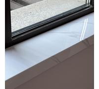 Marble Finish White Window Sill Cover for Bathroom & Kitchen 63x4.7in Bay Window Capping with Edge Protector Plate (160x12cm) -Elegant Tile Accessory