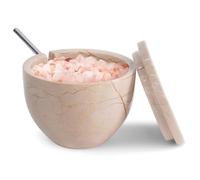 Marble Flaky Salt Cellar with Lid and Spoon of 4.7 oz Verona Seasoning Container for Countertop Use, Ideal for Stone Salt, Sugar Bowl, and Spices